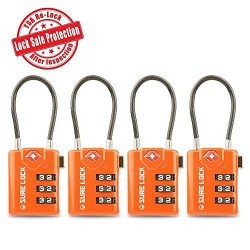 SURE LOCK TSA Compatible Travel Luggage Locks, Inspection Indicator, Easy Read Dials- 1, 2 & ...