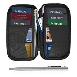 Travel Wallet & Family Passport Holder RFID Blocking Document Holder & Organizer Case &# ...