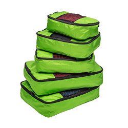 TravelWise Packing Cube System – Durable 5 Piece Weekender+ Set (Lime Green)