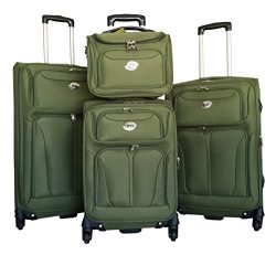 4pc Luggage Set Suitcase Travel Bag Rolling 4wheel Carryon Expandable Khaki