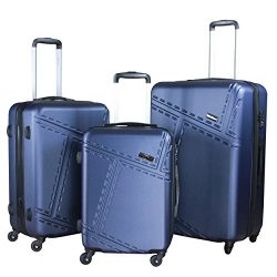 3 PC Luggage Set Durable Lightweight Spinner Suitecase LUG3 1610 NAVY