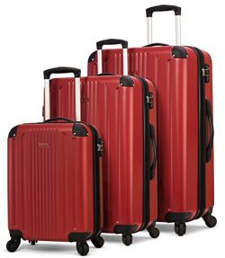TravelCross Milano Luggage 3 Piece Lightweight Spinner Set (Red)