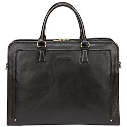 Banuce Full Grains Leather Briefcase Women Messenger Satchel Bag 14 Laptop Black