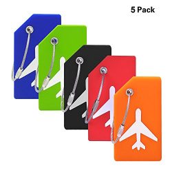 Silicone Luggage Tag With Name ID Card Perfect to Quickly Spot Luggage Suitcase (Plane 5Pcs Mult ...