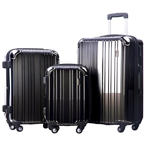 Merax Dreamy ABS+PC 3 Piece Expandable Luggage Set with TSA Lock (Grey)