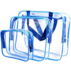 WIFUME 3 Set Clear Packing Cubes, PVC Waterproof Multi-function Hand Pouch Tote Bag Makeup Bag w ...