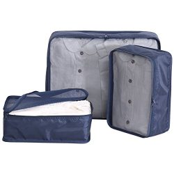 JJ POWER Travel Packing Cubes, Luggage Organizers with Shoe Bag (3 set navy- 1large+2medium)