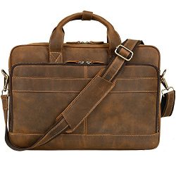 Jack&Chris Men’s Genuine Leather Briefcase Messenger Bag Attache Case 15.6″ Lapt ...