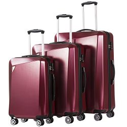 Coolife Luggage 3 Piece Sets PC+ABS Spinner Suitcase 20 inch 24 inch 28 inch