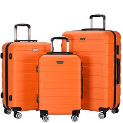 Resena 3 Pieces Hardside Spinner Luggage Sets ABS Travel Lightweight Carry On Suitcase (20″ ...