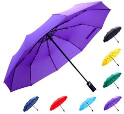 Fidus Large Automatic Windproof Umbrella-10 Ribs Compact Folding Travel Golf Umbrella with Teflo ...