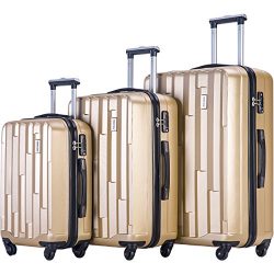 Merax Luggage set 3 piece luggages Suitcase with TSA lock (Champagne)