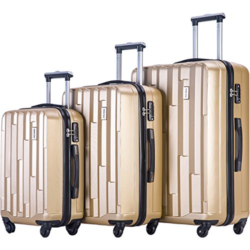 Merax Luggage set 3 piece luggages Suitcase with TSA lock (Champagne ...
