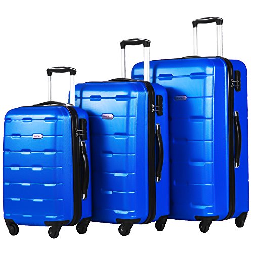 Merax Luggages 3 Piece Luggage Set Lightweight Spinner Suitcase (Blue ...