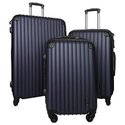 3 PC Luggage Set Durable Lightweight Spinner Suitecase LUG3 9018 NAVY