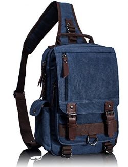 Leaper Canvas One Strap Sling Cross Body Messenger Bag Shoulder Backpack Rucksack (Large,Dark Blue)