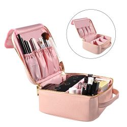 Portable Travel Makeup Bag, Waterproof Makeup Train Case Cosmetic Organizer Kit Artists Storage  ...