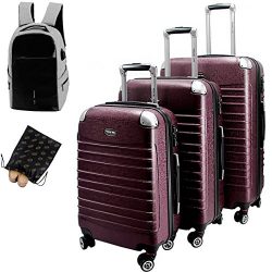 Hardside Luggage Set Hardside Spinner Luggage Hard Shell Suitcase Set TSA Luggage Carry On Lugga ...