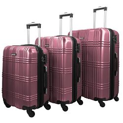 3 PC Luggage Set Durable Lightweight Spinner Suitecase-LUG3-GL8109-PINK