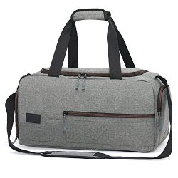 MarsBro Water Resistant Sports Gym Travel Weekender Duffel Bag with Shoe Compartment Grey