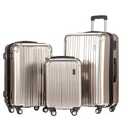 Merax Dreamy Luggage Set 3 Piece Expandable Suitcase ABS+PC with TSA Lock (Silver.)