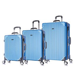 3 PC Luggage Set Durable Phone Charge Feature Suitecase LUG3 LY69 BLUE