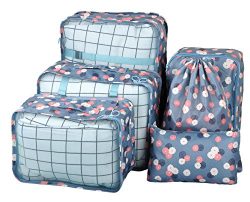 Vercord 6 Set Mesh Packing Cubes And Storage Bags Pack Travel Durable Luggage Organizers, Blue F ...