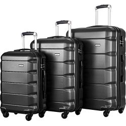 Flieks Luggages 3 Piece Luggage Set Spinner Suitcase (Black)