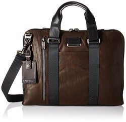 Tumi Men’s Alpha Bravo Aviano Slim Brief Briefcase, Dark Brown, One Size