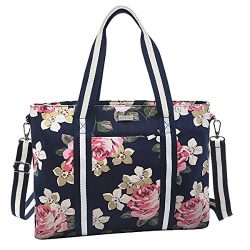 Mosiso Laptop Tote Bag (Up to 15.6 Inch), Canvas Classic Rose Multifunctional Work Travel Shoppi ...