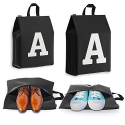 Personalized Initial Travel Shoe Bag (4 Pack) for Men, Women and Kids – (Letter A)