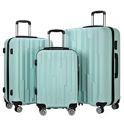 3 Pieces Lightweight Wheel Spinner Luggage Sets Hardside Suitcase ABS School Rolling Trolley wit ...