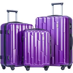 Merax Luggage set 3 piece luggages Suitcase with TSA lock (Purple)