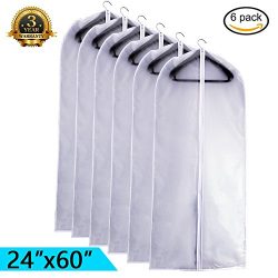 EANXO Garment Bag for Storage 60 inch Lightweight Clear White PEVA Breathable Winter Coats Bags  ...