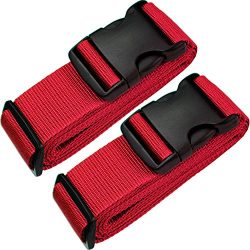TRANVERS Luggage Straps For Suitcases Baggage Belt Heavy Duty Adjustable 2-Pack Red