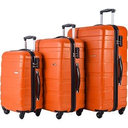 Merax Afuture 3 Piece Set Lightweight Luggage Spinner Suitcase (Orange)