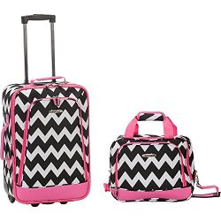 2 PC PINK CHEVRON LUGGAGE SET