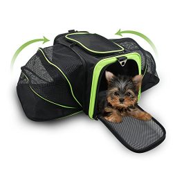 Jespet Expandable Airline Approved Pet Carrier with with Fleece Mat by, Foldable Soft Sided Trav ...