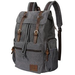 Lifewit 17 inch Canvas Backpack Vintage Leather Laptop School Bag Travel Daypack