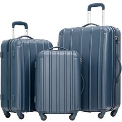 Merax Travelhouse 3 Piece Spinner Luggage Set with TSA Lock (Navy)