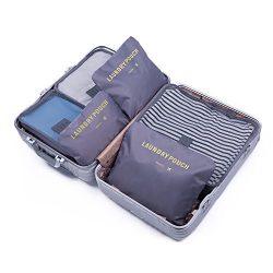 7 Set Packing Cubes Travel Luggage Organizers- Large Compression Storage Accessories for traveli ...