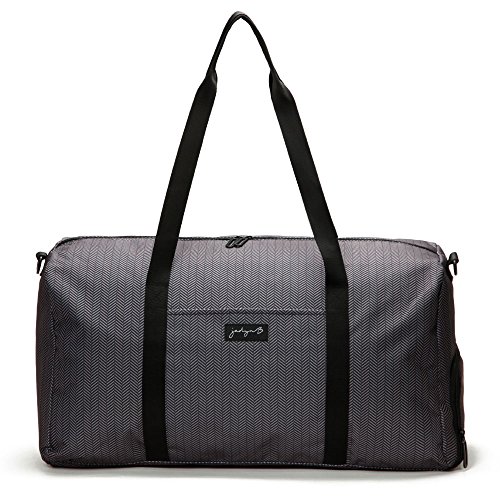 Jadyn B 22″ Weekender Duffel Bag with Shoe Pocket, Herringbone Black