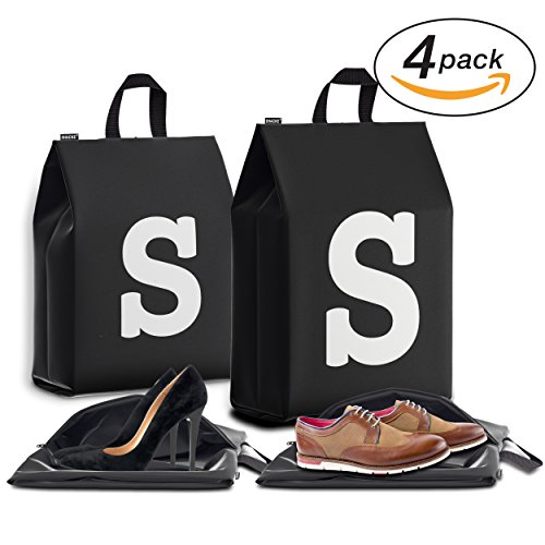 Personalized Initial Travel Shoe Bag (4 Pack) for Men, Women and Kids – (Letter S)