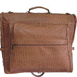 AmeriLeather Leather Three-suit Garment Bag (Brown Pebble)