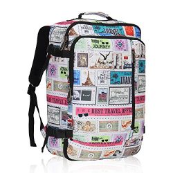 Hynes Eagle 38L Flight Approved Weekender Carry on Backpack, Stamps