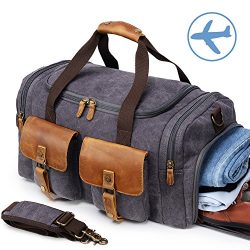 Canvas Duffle Bag Overnight Bags for Men Weekend Travel Duffel Weekender Bags Canvas Leather Gym ...