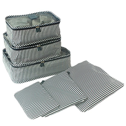 Urmiss(TM) 6 Pcs Cute Stripe Flower Lightweight Travel Packing Cubes Set – Organizers and ...