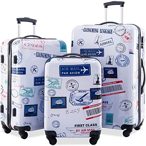 Merax Graphic Print Luggage Set 3 Piece ABS + PC Spinner Travel Suitcase (By Air Mail)