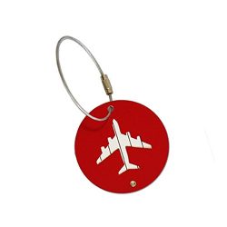 Name Card for Suitcase,Starlit Round Hollow Aircraft Luggage Tag ID Address (Red)