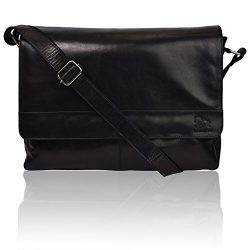 Leather Laptop Messenger Bag for Men – Premium Office Briefcase 14″ Macbook Professi ...